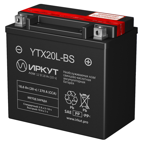 Аккумулятор Иркут 18Ач YTX20L-BS (18,6 Ач о.п. CT12201)